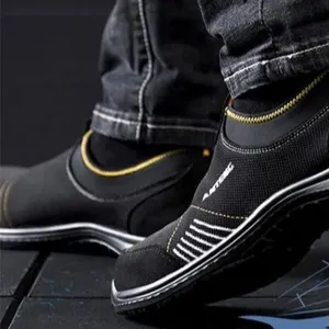 Zapatos de seguridad de la serie PU, puntera de metal antigolpes y antipinchazos, diseño de tela elástica para seguridad y protección