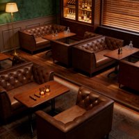 Canapé de bar de style occidental pour café, combinaison table et chaise simple ou double, canapé de bar américain pour cigares