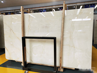 Dalle de marbre onyx blanc moderne de luxe avec garantie d'un an - Plan de travail rétroéclairé transparent et panneau de table à manger