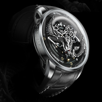 Montre homme Lucky Harvey Dragon, luxe unique, acier fin 316L, cadran 43 mm, mécanique, squelette, ZLS202
