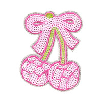Appliques thermocollantes Kawaii à sequins en forme de cerise et de nœud, style Preppy, décorations esthétiques mignonnes en forme de fruits pour femmes et filles, pour loisirs créatifs DIY