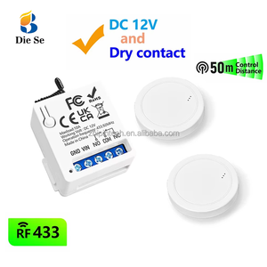 รีโมทคอนโทรลไร้สาย 433MHz สวิตช์รีเลย์ DC 12V 10A ขนาดเล็ก รูปทรงกลม พร้อมปุ่มกด <span class=keywords><strong>1</strong></span> ปุ่ม สำหรับประตูโรงรถ ขายส่ง - Product Image 1