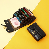 Porte-cartes de luxe haut de gamme pour femmes, motif crocodile, petit format, exclusif, multi-cartes, portefeuilles pour femmes