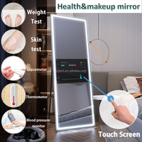 Miroir LED intelligent Android rectangulaire moderne, éclairé, étanche, avec écran tactile, toutes fonctions, taille personnalisable, pour salle de bain et barbier