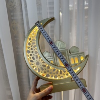 Nouvelle Lampe de Table LED en Bois en Forme de Croissant de Lune de 30 cm 2027, Décoration de Lettres Acryliques Eid Mubarak, Lampe en Contreplaqué Blanc, Ornement de Table Islamique