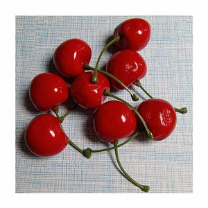 Realista Fruit <span class=keywords><strong>Red</strong></span> Dark <span class=keywords><strong>Red</strong></span> 3D Cherry Fruta em miniatura para Cupcake Muffin Fruit Decoração Photo Prop Dollhouse - Product Image 1