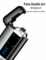 HONBAN HB-018 Logo personnalisé coupe-vent électrique Double Arc briquet USB Plasma Rechargeable briquet avec indicateur de batterie LED
