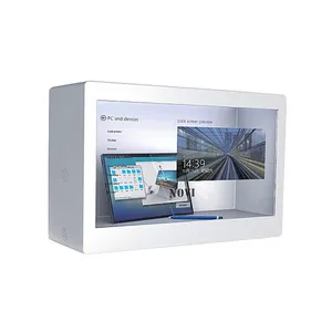 Layar Tampilan Monitor LCD HD 1080P, Kotak Tampilan Transparan 55 Inci dengan Layar Sentuh