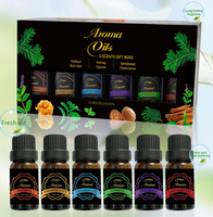 Ensemble de 6 huiles essentielles aromatiques (10 ml) - Parfums de bois de santal, patchouli, encens pour diffuseur, massage et aromathérapie à domicile, cadeau