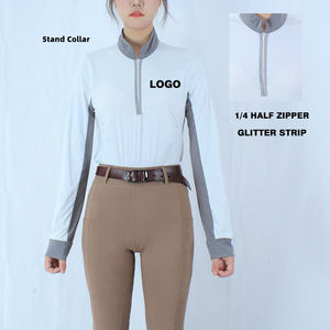 ARLAN T-shirt de polo équestre à manches longues pour femme, tapis de selle équestre uniques, équitation - Product Image 1