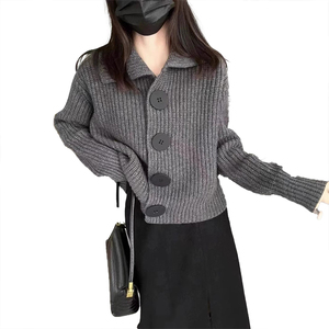 <b>Women's</b> Cashmere <b>Cardigan</b> Long Sleeve Loose Fashion Versatile Lazy Style Large Button Shawl Collar Wool Knit Outerwear <b>Sweater</b> - Product Image 2