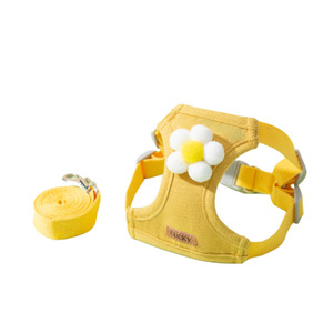 Arnés para mascotas, chaleco floral amarillo, transpirable, para perros pequeños, uso en exteriores - Product Image 5