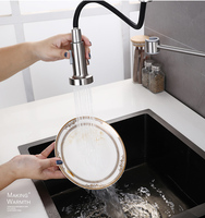 Robinet de cuisine moderne en acier inoxydable brossé avec douchette extractible, chaud/froid, à cartouche céramique, électrique, pour hôtels