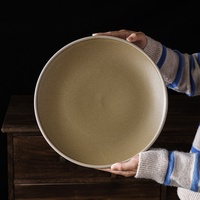 Keramik Vintage Steak-Teller Japanischer Minimalistischer Stil Mikrowellengeeignet Haushalt Kommerzielles Restaurant-Geschirr