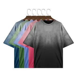 Nhà cung cấp của phụ nữ Vòng cổ tay áo ngắn in logo T-Shirts cổ điển quá khổ đau khổ bán buôn axit rửa t Áo sơ mi