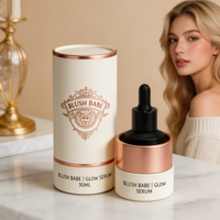 Boîte cylindrique en papier doré ou argenté personnalisée, emballage en tube rond pour sérum capillaire, élixir pour le visage, cosmétiques, logo personnalisé