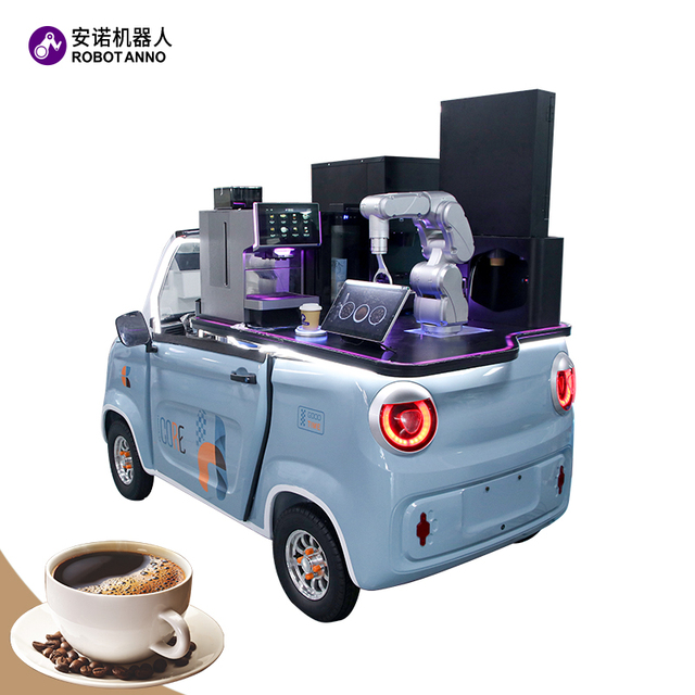 New Retail Unattended Fully Automatic Movable Coffee Vending Car Scan Code Payment Coffee Machine Robotic Arm Vending Machine