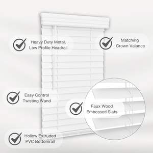 Modern ahşap görünümlü jaluzi 2 inç Slat karartma ve Anti-UV fransız pencere ile yatay ev iç için beyaz - Product Image 4