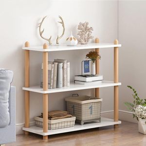 Estantería Moderna de 3 Niveles con Altura Ajustable, Estantería Abierta Independiente, Marco de Madera de Haya Blanca, Estantes de 0.63 Pulgadas de Grosor para Libros - Product Image 1