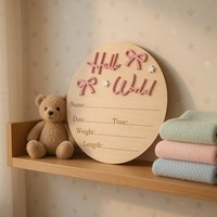 Panneau d'annonce de naissance « Hello World » pour nouveau-né, lettres 3D, nœuds et étoiles, accessoire photo pour bébé