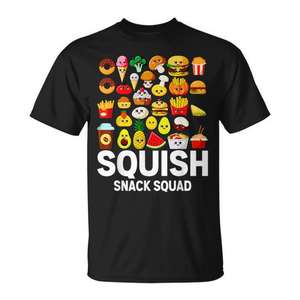 Camiseta Squish Snack Squad con diseño de peluche de comida, talla unisex para adultos - Product Image 1