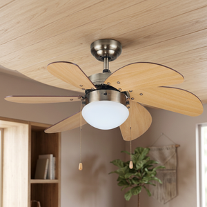 Ventilatore da Soffitto in Legno con 6 Pale, 2 X E27, Diametro 82cm, Colore Madera, Potenza Massima 20W (GSC 300005076) - Product Image 3