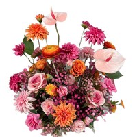 Décoration de table de mariage personnalisée : Boules de fleurs 5D en soie, couleur magenta, amarantes et hortensias