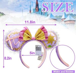 Mouse Ear Bow Headband <span class=keywords><strong>Rapunzel</strong></span> Valentine's Glitter Party Navidad Halloween Princess Decoración Cosplay Disfraz para niña - Product Image 3