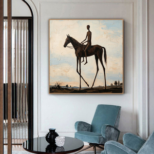 Peinture à l'huile originale sur toile, personnalisée et peinte à la main, représentant un homme et un cheval, pour <span class=keywords><strong>d</strong></span>écoration murale moderne, Meilleure œuvre <span class=keywords><strong>d</strong></span>'<span class=keywords><strong>art</strong></span> - Product Image 3