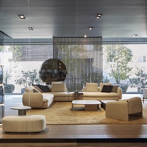 Divano Monoposto <span class=keywords><strong>Italiano</strong></span> di Design Creativo ad Arco Curvo Imbottito in Spugna Rivestito in Tessuto per Soggiorno Saint-Germain Grande Dimensione - Product Image 3