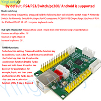 Carte d'encodage USB à délai zéro Raspberry Pi Pico, kit de joystick d'arcade DIY avec composants en plastique pour câbles de boutons PC/PS4