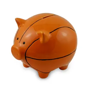 Seramik kumbara basketbol tasarrufu banka şekli basketbol para kutusu el boyama para kumbara çeşitleri için