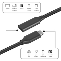 Câble d'extension USB 3.2 3.1 femelle vers mâle, prolonger le câble TYPE C vers C pour la charge rapide PD 3.0, transfert de données 10 Gbps, vidéo 4K60KHZ