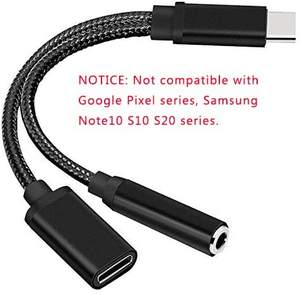 Konverter kabel adaptor pengisian daya, nilon jalinan 2 in 1 USB C Tipe C ke 3.5mm Headphone Audio Aux Jack & pengisian - Product Image 3