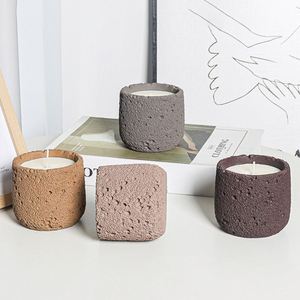 CWM Nordic Modern Simple Matte Embossed Customized Candle Colorful Cement Concrete Fragrance Scented Soy Wax Candle - Product Image 1