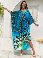 Robe longue kaftan grande taille tissée à la main imprimée style vintage en polyester à manches longues pour vacances et plage – Vente en gros