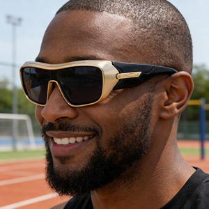 Lunettes de soleil de sport LH314, monture en plastique noir et métal, verres PC anti-UV400, coupe-vent, pour cyclisme en extérieur - Product Image 3