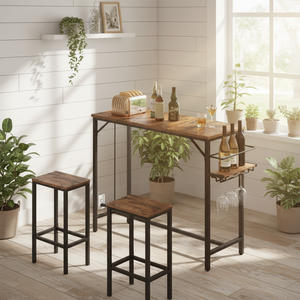 <span class=keywords><strong>Mesa</strong></span> de <span class=keywords><strong>Bar</strong></span> Rectangular de Metal de 35.4 Pulgadas de Altura con Estación de Carga, Estante para Vino y Portavasos, <span class=keywords><strong>Mesa</strong></span> <span class=keywords><strong>Alta</strong></span> de Cocina - Product Image 6