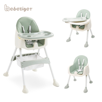 Chaise haute multifonctionnelle pour bébé, pliable, assiettes détachables, facile à utiliser pour manger et jouer, ceinture de sécurité réglable à 5 points, coussin doux