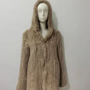 YR1212 China Factory Top grade Thick Hand knitted Fur Coat