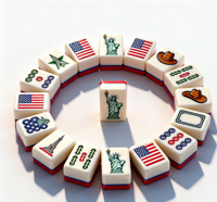 Tuiles de Mahjong de type américain, jeu de Mahjong en acrylique transparent, logo de la couche intermédiaire OEM, style Mahjong tendance sur Instagram