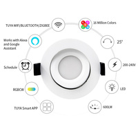 Spot encastré circulaire moderne en aluminium réglable pour usage commercial et résidentiel, avec LED Bridgelux, IP44, pour salle de bain
