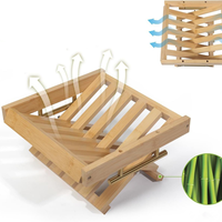 Natuurlijke Moderne Stijl Opvouwbare Fruit-En Voedselmand Met Handvat Bamboe En Hout Voor Thuis En Keuken Organizer Of Geschenkmand