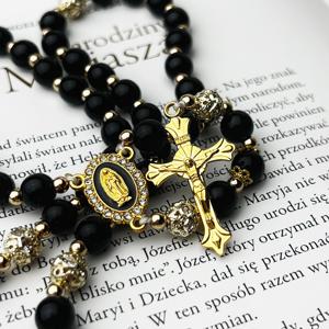 <span class=keywords><strong>Rosario</strong></span> Católico Vintage con Medalla de Nuestra Señora, Cuentas de Acrílico Negras, para Oración Religiosa, Meditación, Regalo - Product Image 3