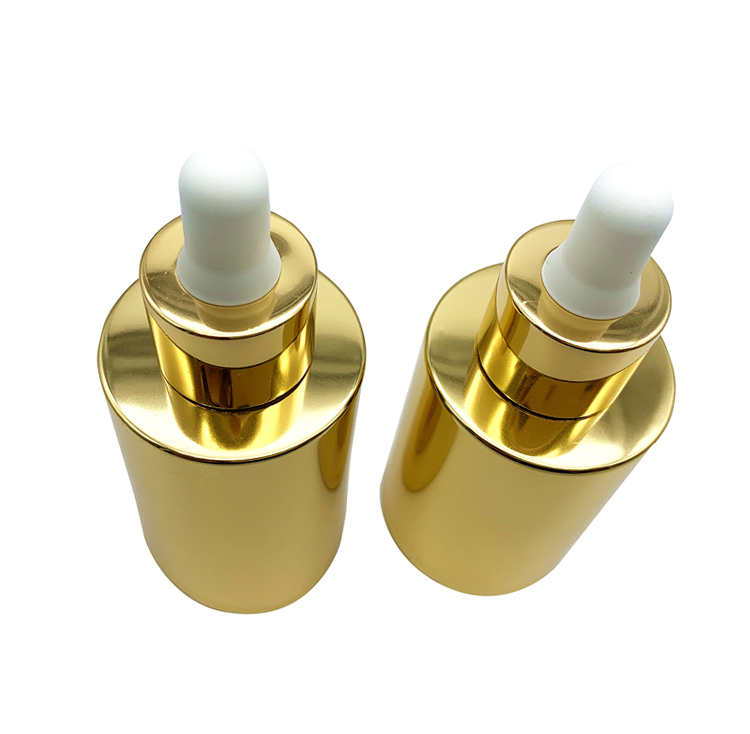 Eco Friendly Skincare Packaging 2oz Dropper Oil Bottle Gold Essential Oil Bottle
