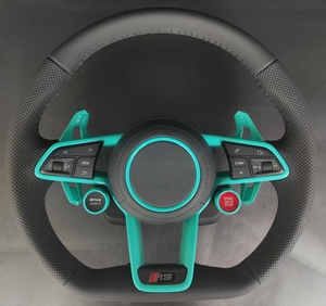 Volant de voiture personnalisé en cuir bleu RS3 avec bouton de démarrage/arrêt et sélecteur de conduite pour <span class=keywords><strong>Audi</strong></span> A3/A4/A5/A6/A7/A8/<span class=keywords><strong>Q</strong></span>/RS Series - Product Image 1