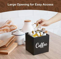 Porte-capsules de café noir carrés en bois, panier de rangement pour accessoires de bar à café, comptoir de cuisine