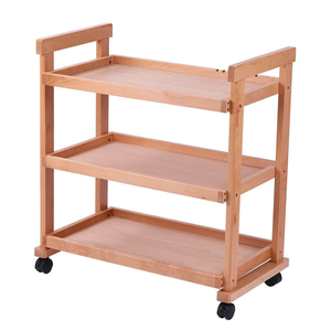 Chevalet en bois Huixishi, chariot à outils pour peinture à <span class=keywords><strong>l</strong></span>'huile, chevalet à trois niveaux en bois de hêtre durable, couleur naturelle, support de rangement pour peinture - Product Image 6