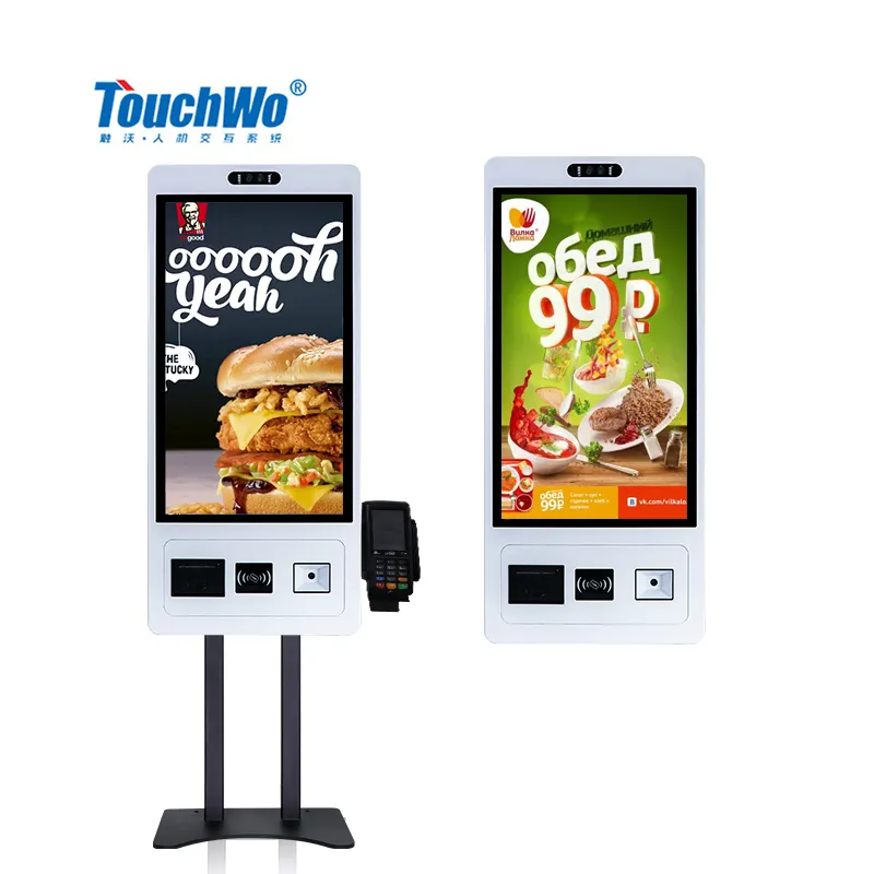جهاز TouchWo للمطعم بشاشة لمس تفاعلية ، كشك خدمة ذاتية الدفع للدفع الذاتي للحام الذاتي