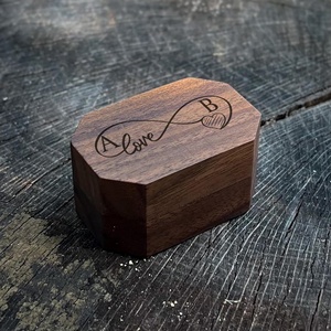 Ring Box Portable Walnut Storage <b>Wood</b> Wooden Wedding Jewelry Engagement <b>Canvas</b> Pendent Necklace Box - Product Image 6